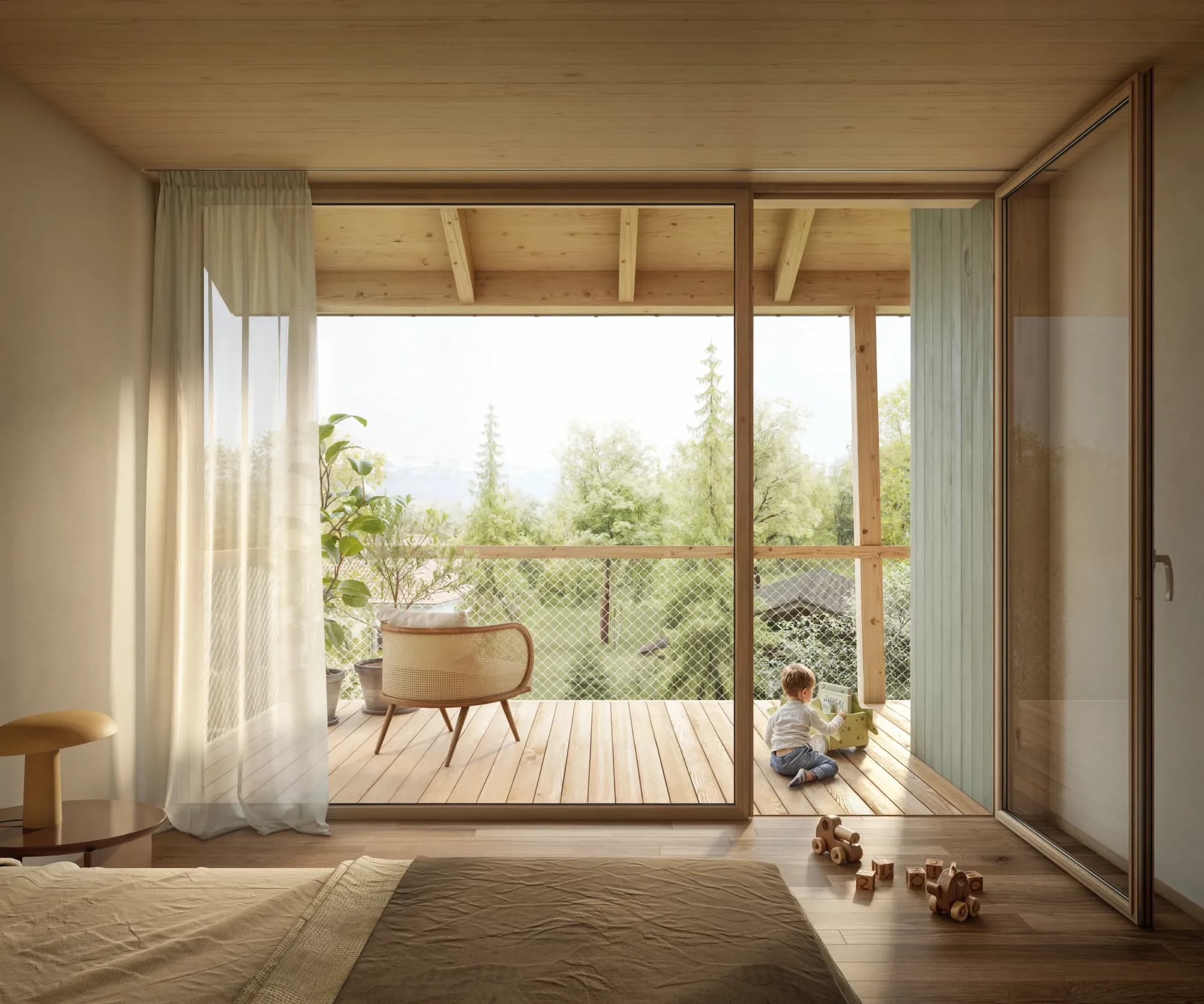 Chambre & terrasse — vue panoramique